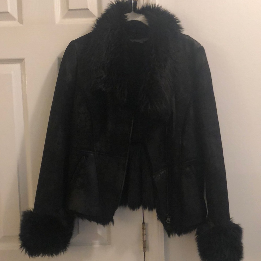 ARMANI EXCHANGE  faux fur lined jacket